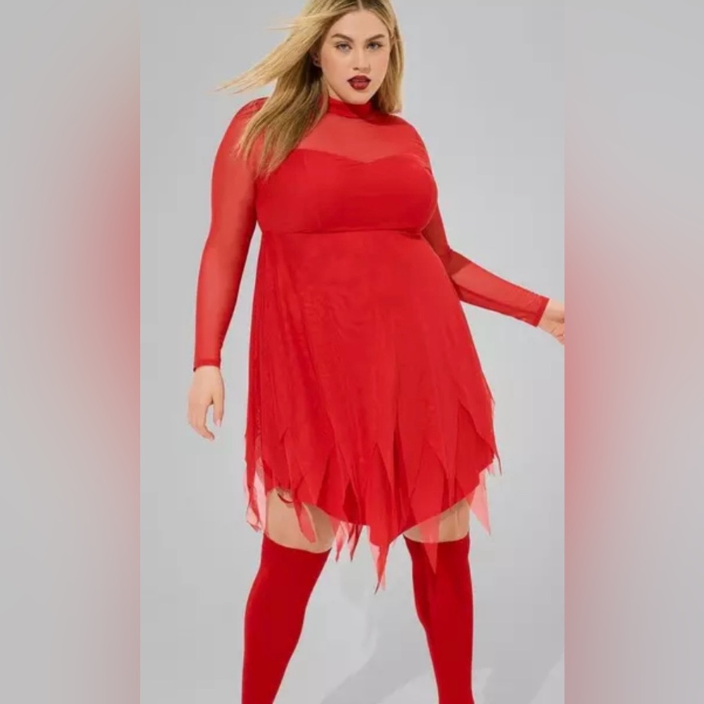NWT Torrid red mesh long sleeve high neck Cosplay or Halloween dress size 3X